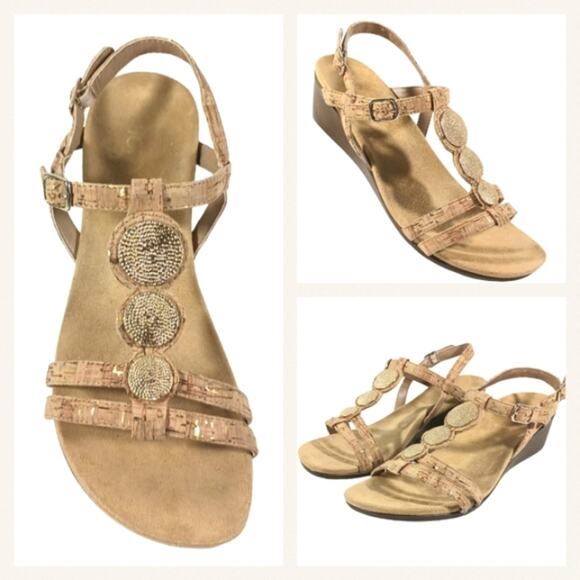 Vionic Noleen Cork Wedge Sandals $119 GUC Size 9   S3296 - Picture 1 of 11